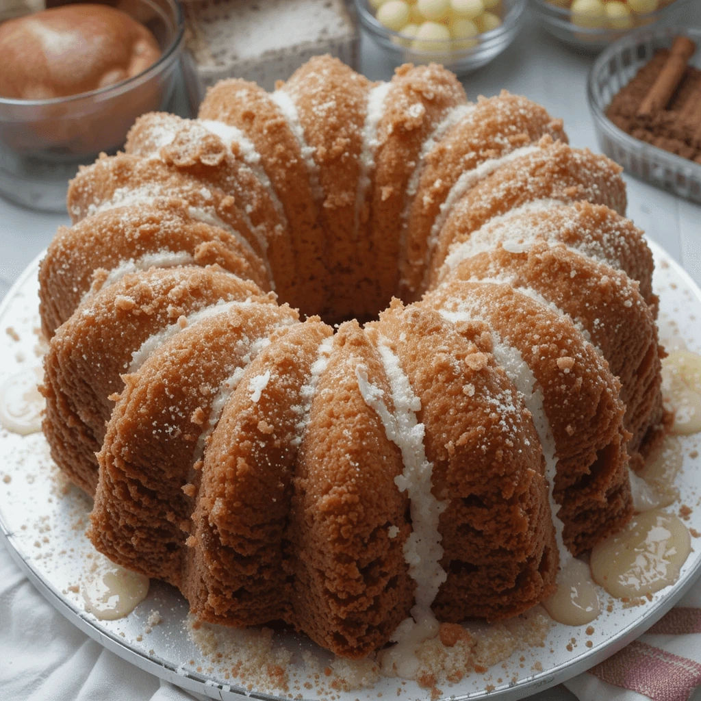 Freshly baked Cinnamon Sugar Apple Cake with a golden crust and sugar topping.