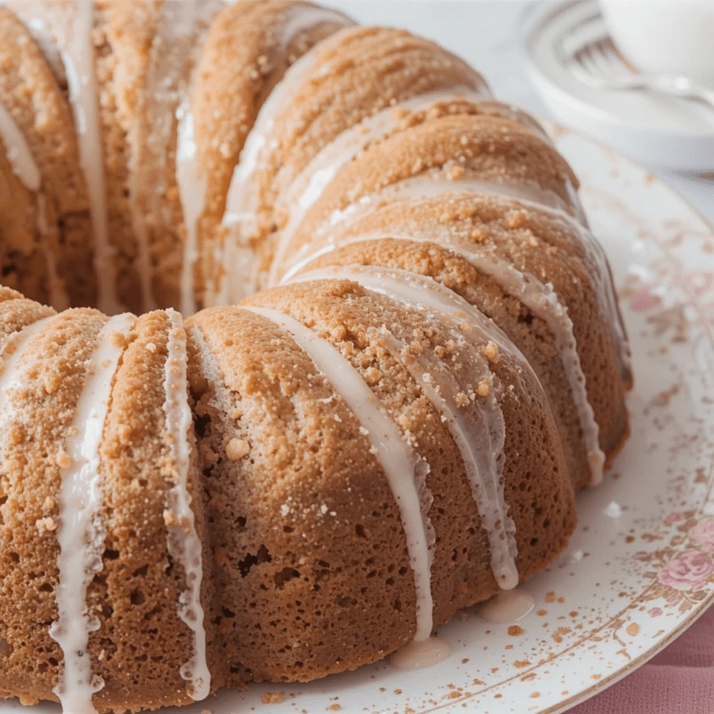  A slice of Cinnamon Sugar Apple Cake with apple chunks and cinnamon dusting.