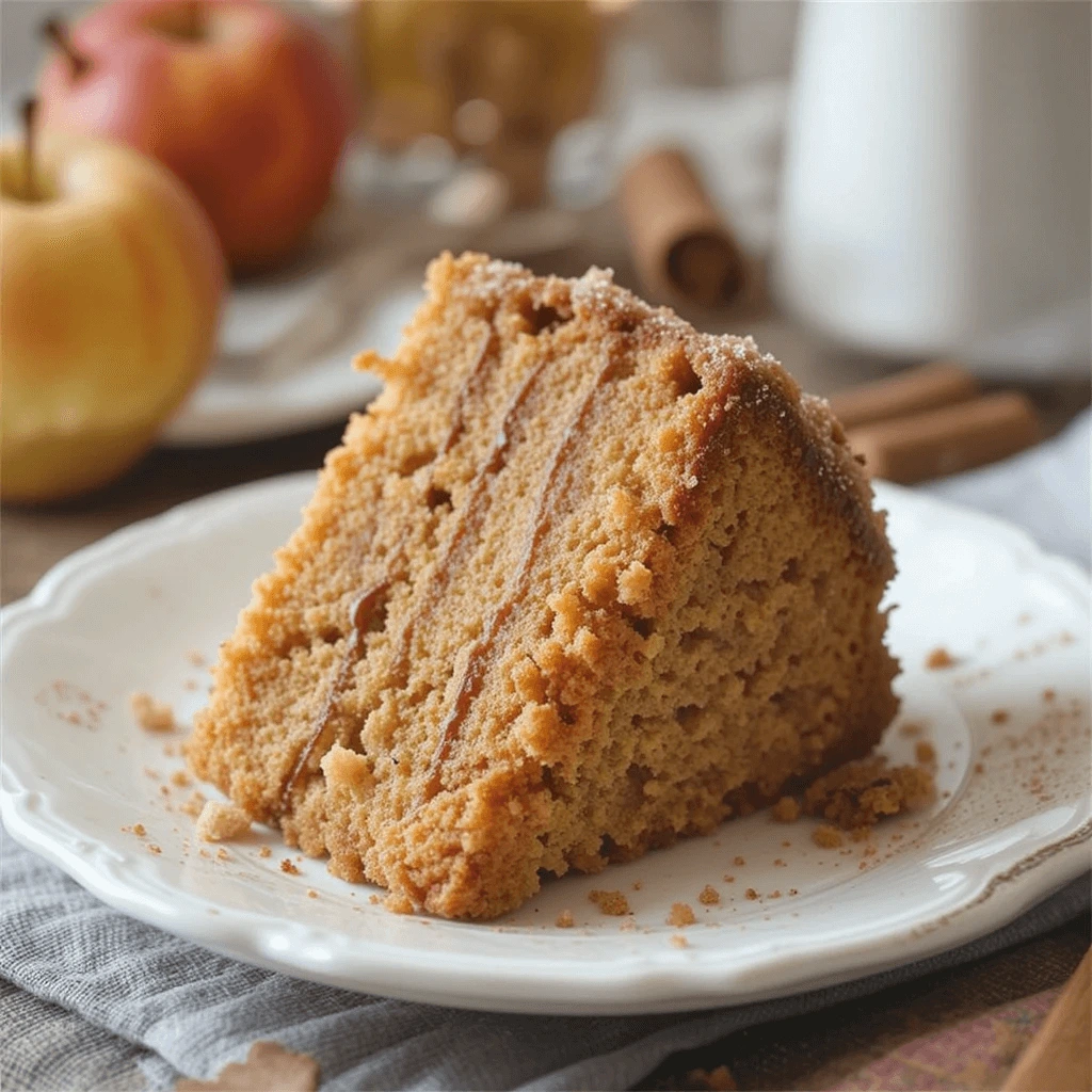 Crispy cinnamon sugar topping on a soft homemade dessert.